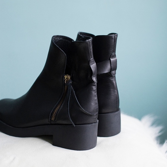 Miista Black Leather Ankle Bootie with Zipper - Picture 6 of 7